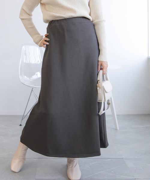 aimoha（アイモハ） スカート 裏起毛ウォームストレッチミモレ丈ロング