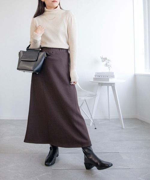 aimoha（アイモハ） スカート 裏起毛ウォームストレッチミモレ丈ロング