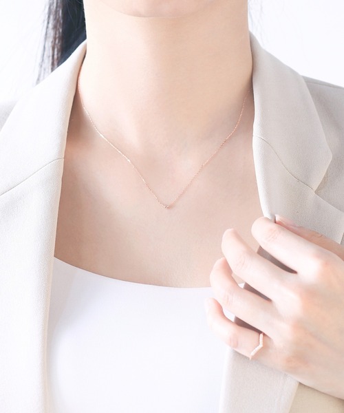 K10 ネックレス　K10PG ピンクゴールド　ダイヤモンド　シルバー 4月誕生石のアクセサリー K10PG ダイヤモンド 4月の誕生石