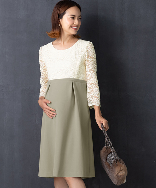 保障できる マタニティ 袖スカラ バイカラーレースワンピース 最適な価格 Www Muslimaidusa Org