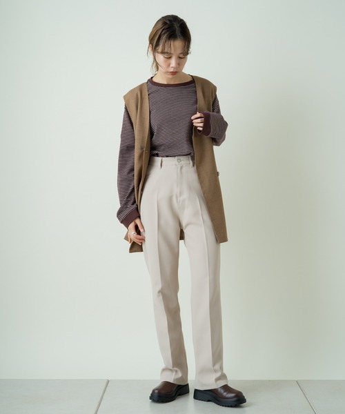 パンツ スラックス 【WEB限定サイズ0あり】ハイウエストカラーバリエスラックスパンツ|ZOZOTOWN |04