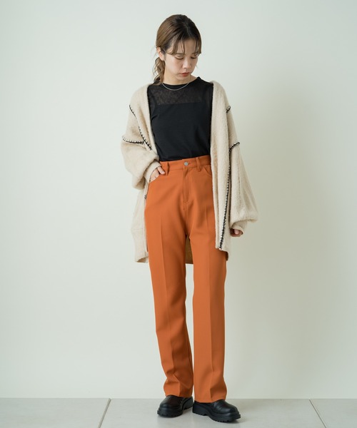 パンツ スラックス 【WEB限定サイズ0あり】ハイウエストカラーバリエスラックスパンツ|ZOZOTOWN |19