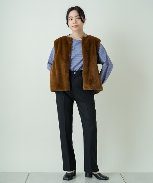 パンツ スラックス 【WEB限定サイズ0あり】ハイウエストカラーバリエスラックスパンツ|ZOZOTOWN |14