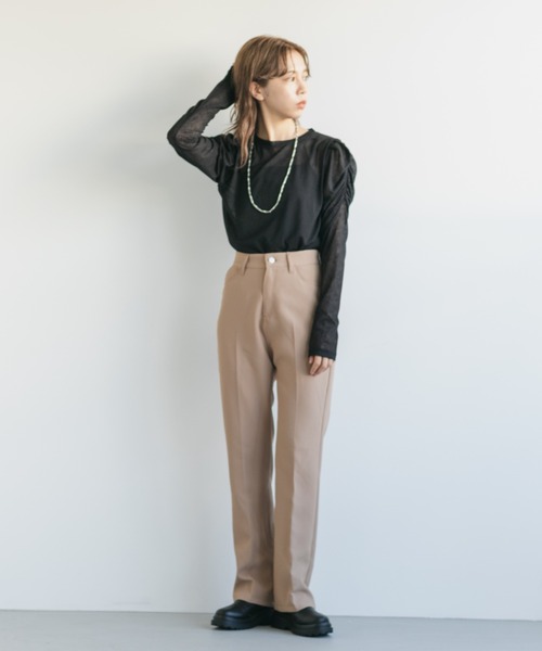 パンツ スラックス 【WEB限定サイズ0あり】ハイウエストカラーバリエスラックスパンツ|ZOZOTOWN |22