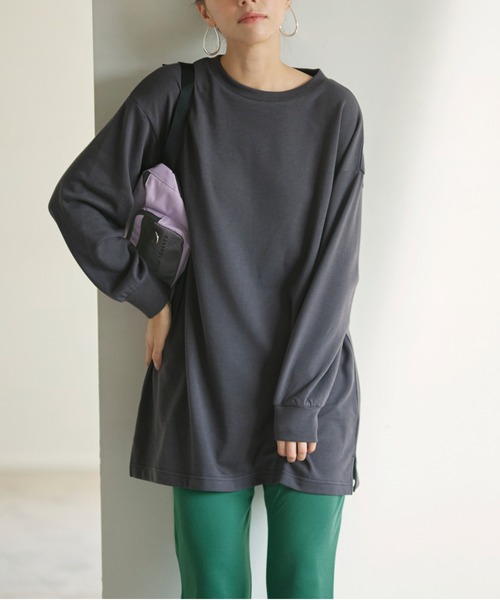 tシャツ バックロゴプルオーバーチュニック＆フレアパンツセット