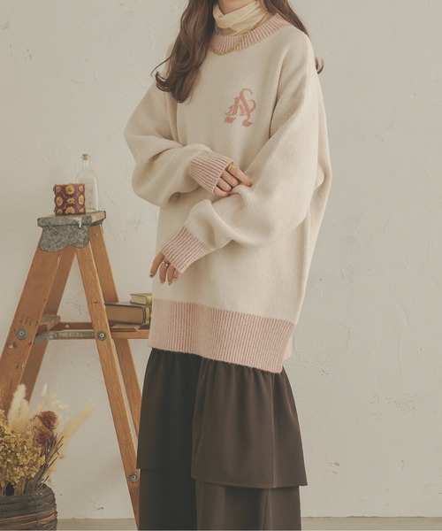 Ambre Neige ニット メランジオーバーロゴニット／「WEB/EC限定商品  