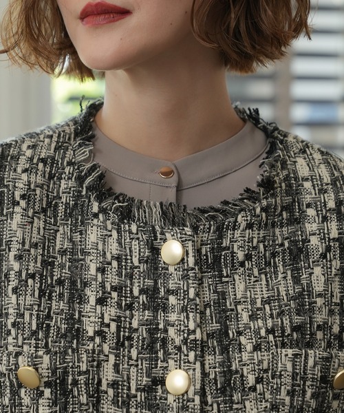 TRUDEA ジャケット ブルゾン ミックスツイードブルゾン : ZOZOTOWN