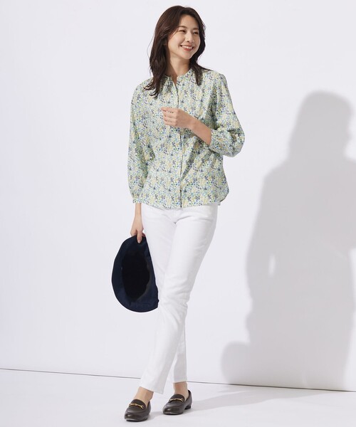 ジェイプレス　新品未使用リバティ花柄ブラウスT13サイズ J.PRESS ブラウス シャツ 「洗える」Liberty Lilibet＆Hannah