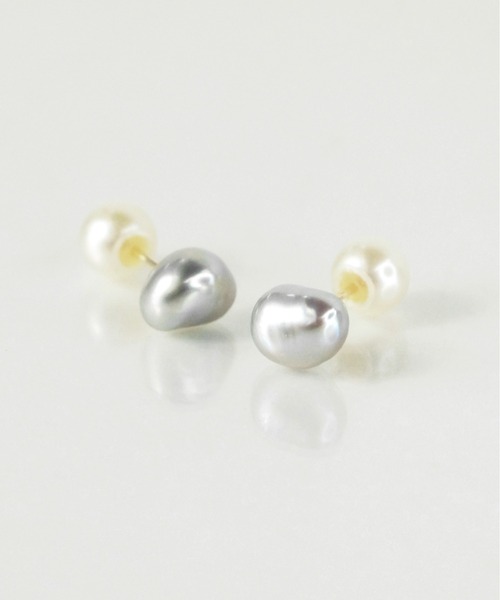 anq.（アンク） ピアス 「anq.」K10・2Way ダブル 淡水パールキャッチ