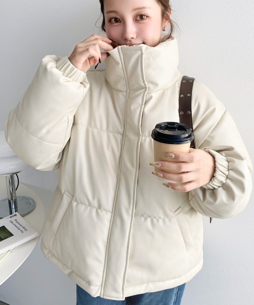 moment+ ダウンコート ダウンジャケット スタンドカラーファイバー