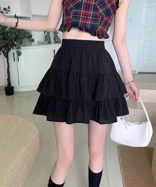 Sibra（シブラ） スカート ダブルフリルフレアミニスカート : ZOZOTOWN