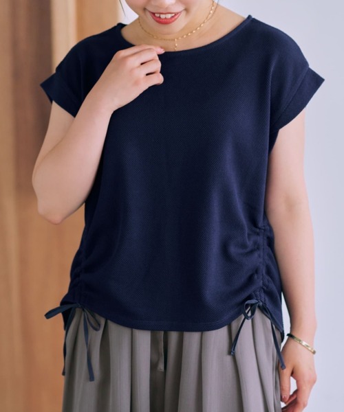 tシャツ カノコサイドドロストカットトップス「低身長・小柄女性」 レディース