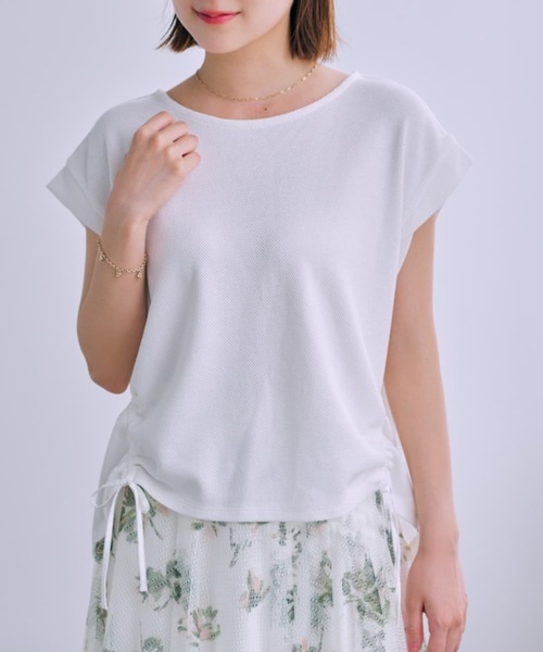 tシャツ カノコサイドドロストカットトップス「低身長・小柄女性」 レディース tシャツ カノコサイドドロストカットトップス「低身長・小柄女性