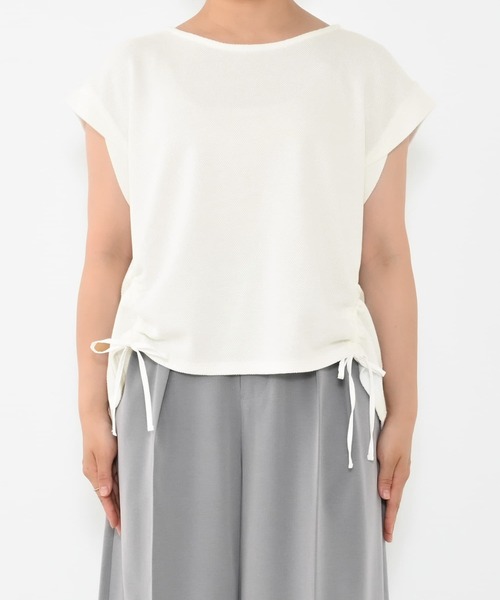 tシャツ カノコサイドドロストカットトップス「低身長・小柄女性」 レディース tシャツ カノコサイドドロストカットトップス「低身長・小柄女性