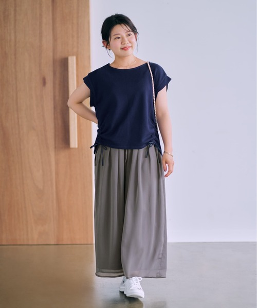 tシャツ カノコサイドドロストカットトップス「低身長・小柄女性」 レディース tシャツ カノコサイドドロストカットトップス「低身長・小柄女性