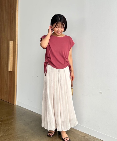tシャツ カノコサイドドロストカットトップス「低身長・小柄女性」 レディース tシャツ カノコサイドドロストカットトップス「低身長・小柄女性