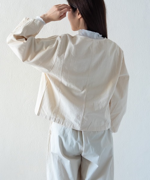 LOSUCA ブラウス シャツ 前開きノーカラーシャツカーデ / コットン