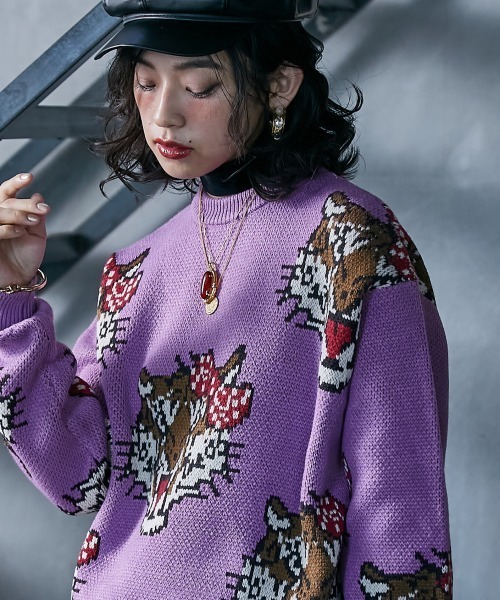 GEVS.（ジェイヴィス） ニット セーター トラ柄ジャガードニットプル