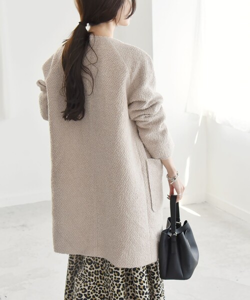 新品 CHALAYAN オーバーサイズ ノーカラーコート セール】 quaranciel: ループヤーン ノーカラー ミドル コート