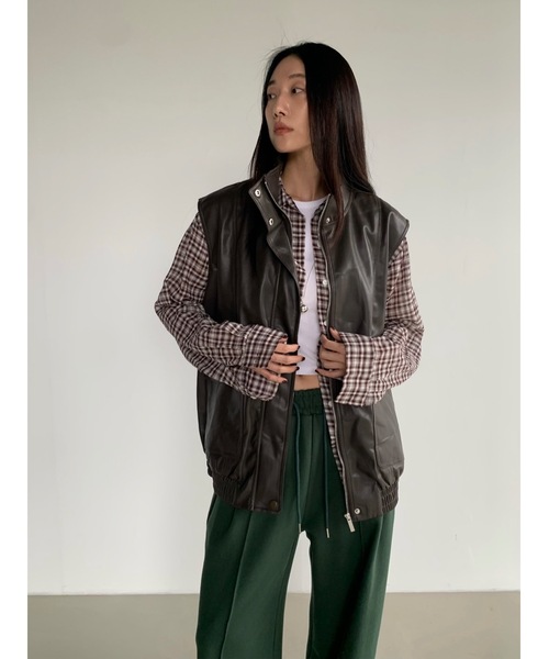 本革レザーベスト（レディースファッション）（サイズ（S/M/L）：S