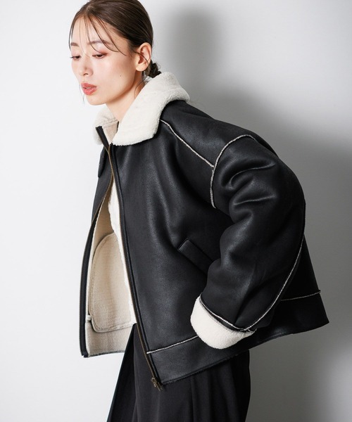 LAKOLE（ラコレ） ブルゾン アウター フェイクムートンブルゾン