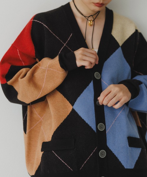 カーディガン 「St.Johns 3rd club for ADAM ET ROPE'」別注アーガイル