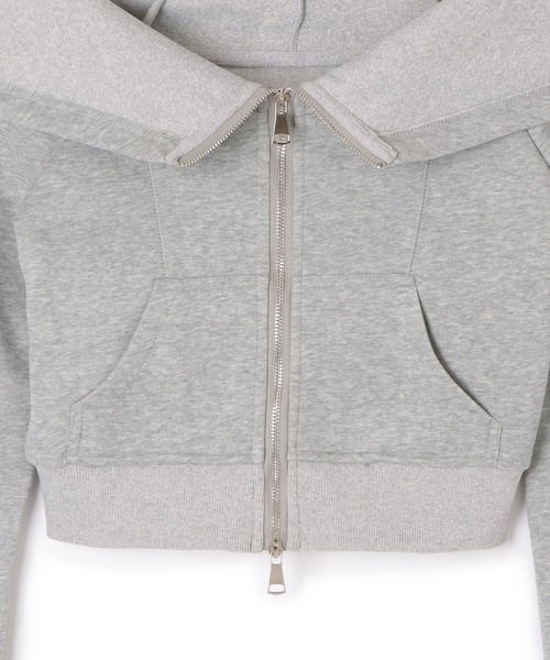 M DOLLY パーカー off shoulder zip hoodie tops/オフショルダージップ