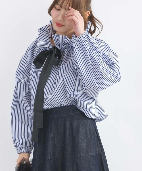 PICCIN ブラウス シャツ ザビエルストライプブラウス レディース 