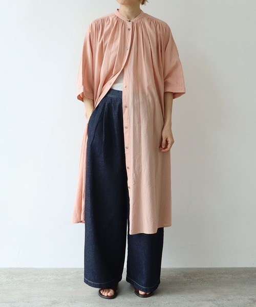 専用★今季新品★yuni コットンproduct dye 2way シャツワンピ yuni シャツワンピース high twist/コットン product dye 2way