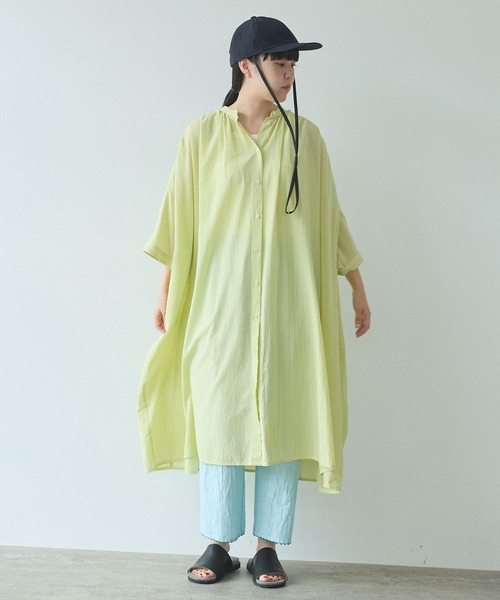 専用★今季新品★yuni コットンproduct dye 2way シャツワンピ yuni シャツワンピース high twist/コットン product dye 2way