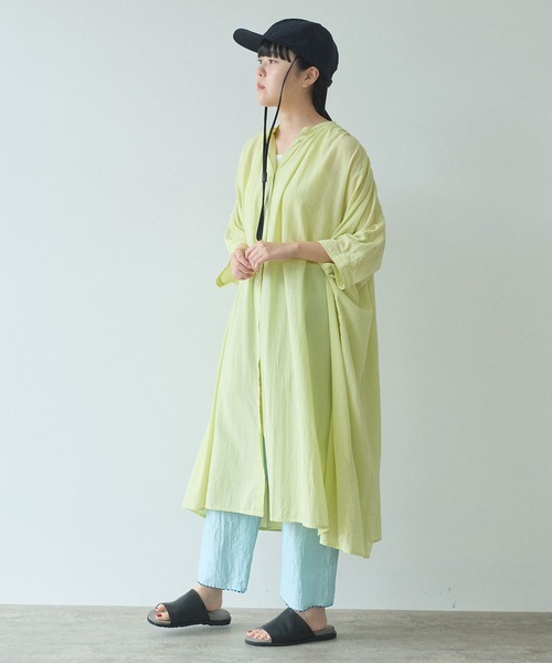専用★今季新品★yuni コットンproduct dye 2way シャツワンピ yuni シャツワンピース high twist/コットン product dye 2way
