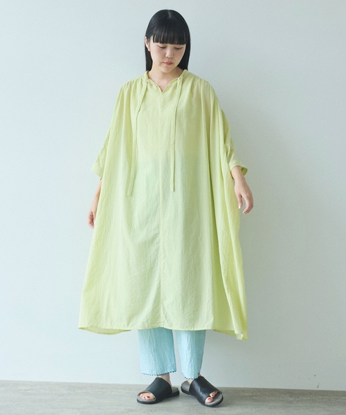 専用★今季新品★yuni コットンproduct dye 2way シャツワンピ yuni シャツワンピース high twist/コットン product dye 2way