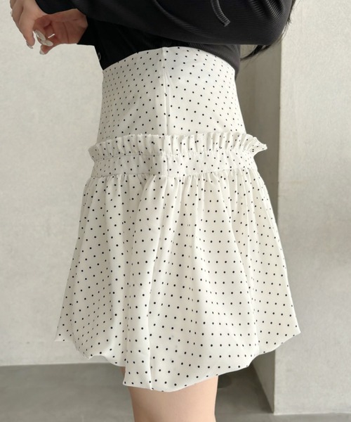 Ada. スカート 切り替えデザイン バルーンスカート ドット/無地