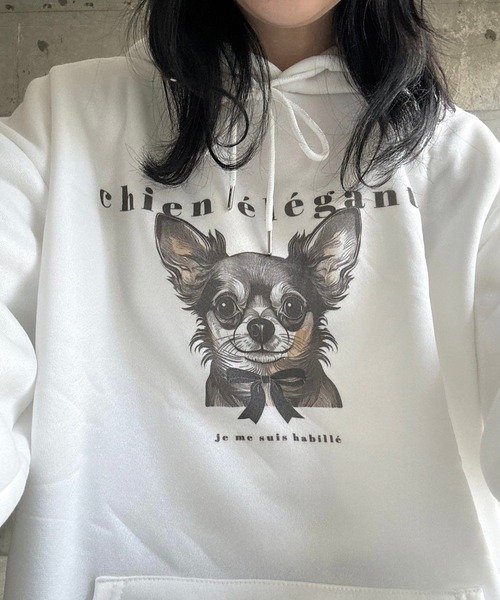 パーカー 犬リボン英字プリントパーカー レディース : ZOZOTOWN Yahoo