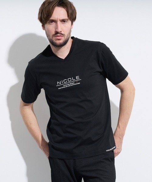 未使用 ニコル NICOLE HIDE AWAYS HIDEAWAYS BLACK】ポケット付き刺繍ロゴドレスTシャツ｜Tシャツ