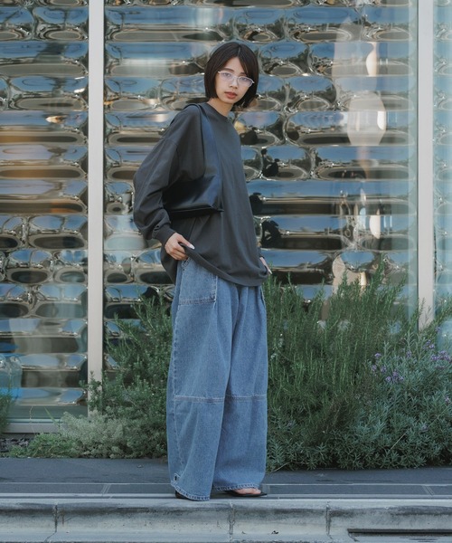 試着のみ chieko+ denim 38 デニム ワイドパンツ SOMETHING（サムシング） ワイドパンツ ジーンズ デニム デニムパンツ