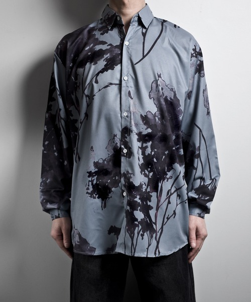 ☆YONFA S/L toromi shirt トロミシャツ 綾トロミ オーバーサイズドレープリラクシングL/Sシャツ MONO-MART