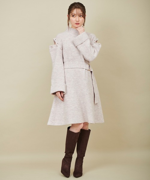 「31 Sons de mode」 ニットワンピース 36 ラベンダー レディース_画像6