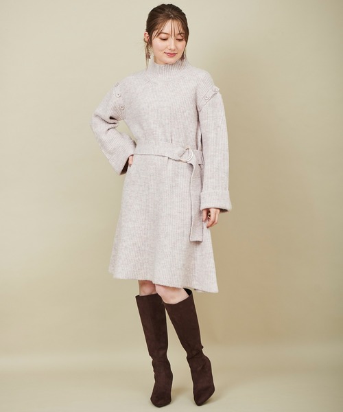 「31 Sons de mode」 ニットワンピース 36 ラベンダー レディース_画像7