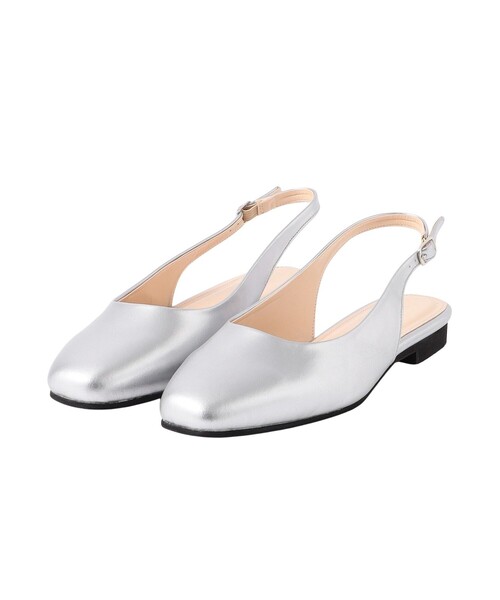 パンプス スリングバックスクエアパンプス