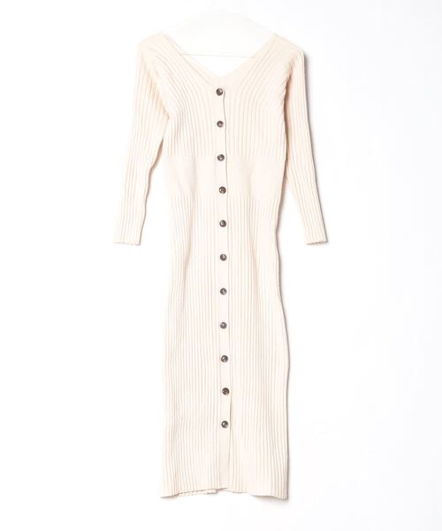 FRAY ID ベージュニットロングワンピース FRAY I.D ベージュ ロングニットワンピース F FRAY I.D フレイ