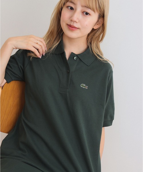 LACOSTE ポロシャツ ベルテッド ロングワンピース 半袖 グレー 美品 M B:MING by BEAMS（ビーミングバイビームス）の「LACOSTE × B