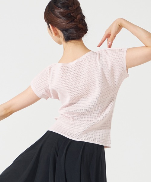 ニット セーター 「ノーソーイングニット」ボートネックメッシュTシャツ レディース Chacott ニット セーター 「ノーソーイングニット」ボートネック