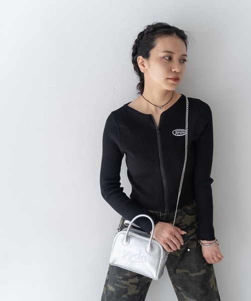 【GYDA】バッグ★ ジェイダ GYDA パイソンハンドルスクエアBAG （ブラック） -靴