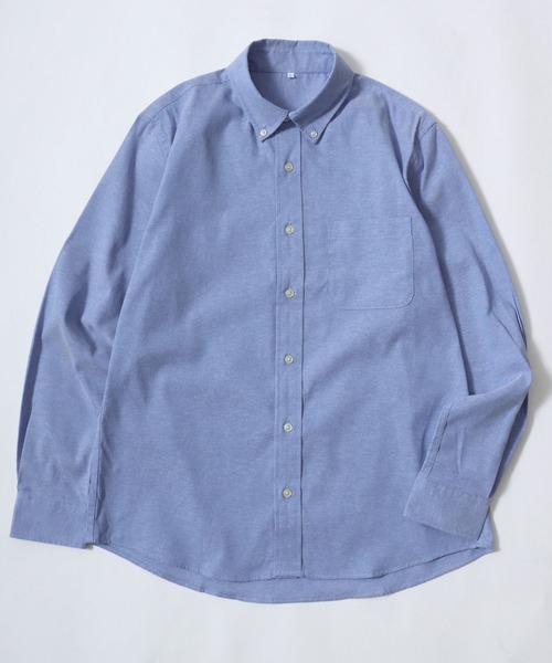 MRU シャツ MRU/エムアールユー オックスフォード 無地 長袖 ボタン