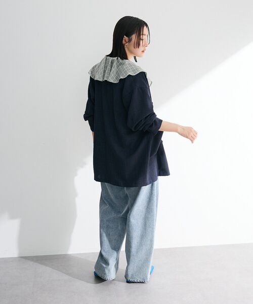 ブラウス シャツ 「WEB限定」コットンチェックフリルブラウス レディース Green Parks ブラウス シャツ チェックシアーフリルブラウス