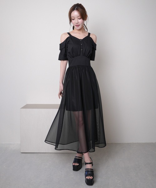 最終値下☆美品☆ GO TO HOLLYWOOD　ドッキングワンピース　01 セール】シアー花柄 フロントジップ ドッキングワンピース