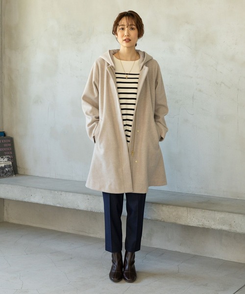 「GLOBAL WORK」 ノーカラーコート LARGE アイボリー レディース_画像5