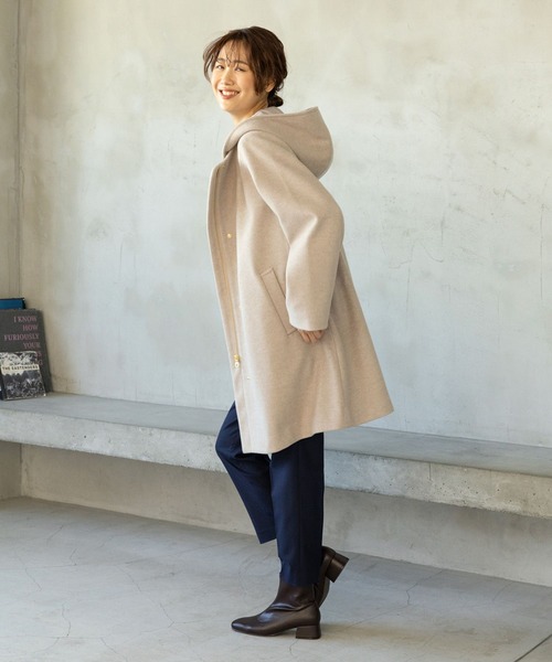 「GLOBAL WORK」 ノーカラーコート LARGE アイボリー レディース_画像6