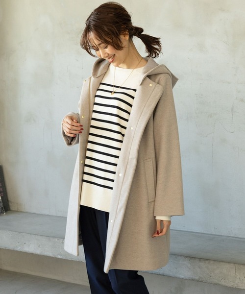 「GLOBAL WORK」 ノーカラーコート LARGE アイボリー レディース_画像7